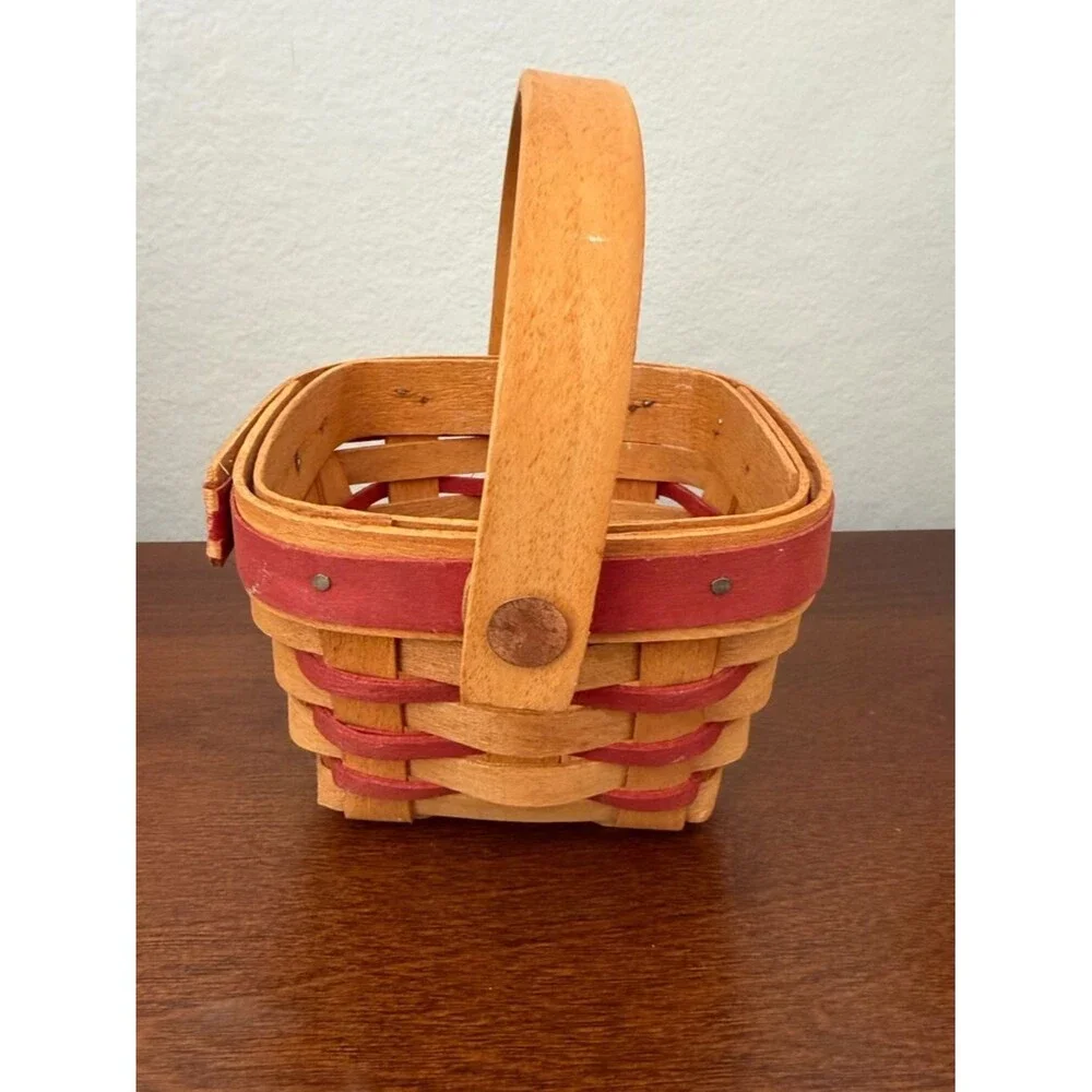 Longaberger Mini Basket 1997 Handwoven Red Trim Dresden Ohio USA